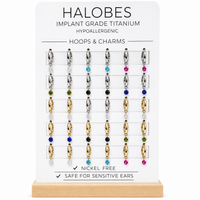 18 pairs Implant Titanium Hoops  with CZ Charms