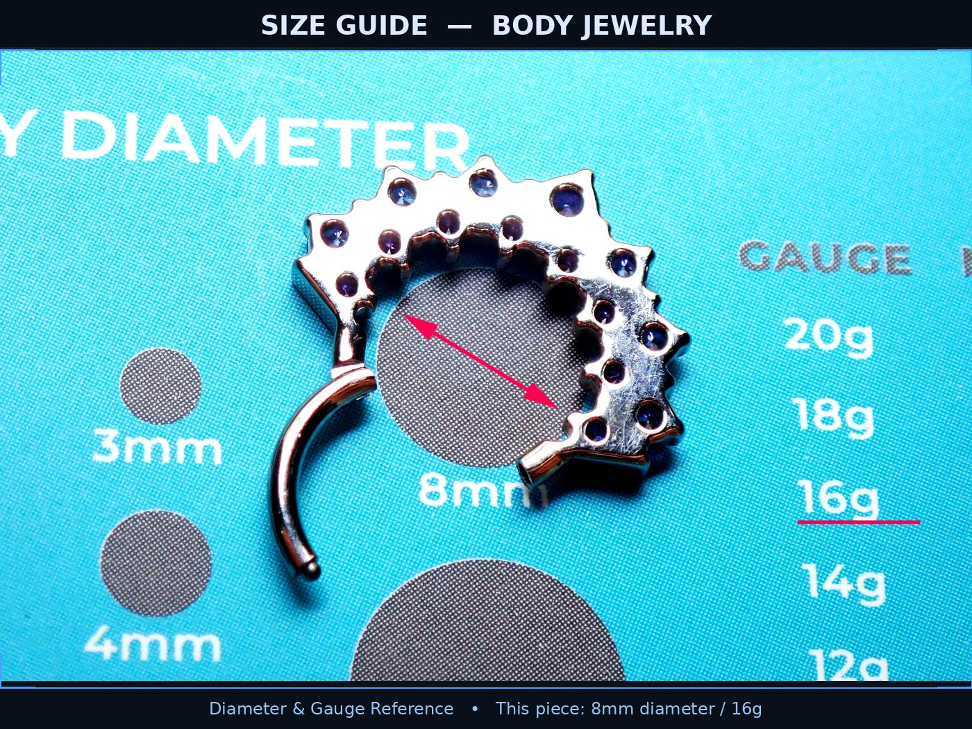 Amethyst CZ 16g 8mm Titanium Clicker