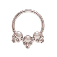 Implant Titanium Skull Hinged Clicker 16g, Daith, Septum, Helix