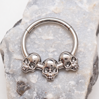 Implant Titanium Skull Hinged Clicker 16g, Daith, Septum, Helix
