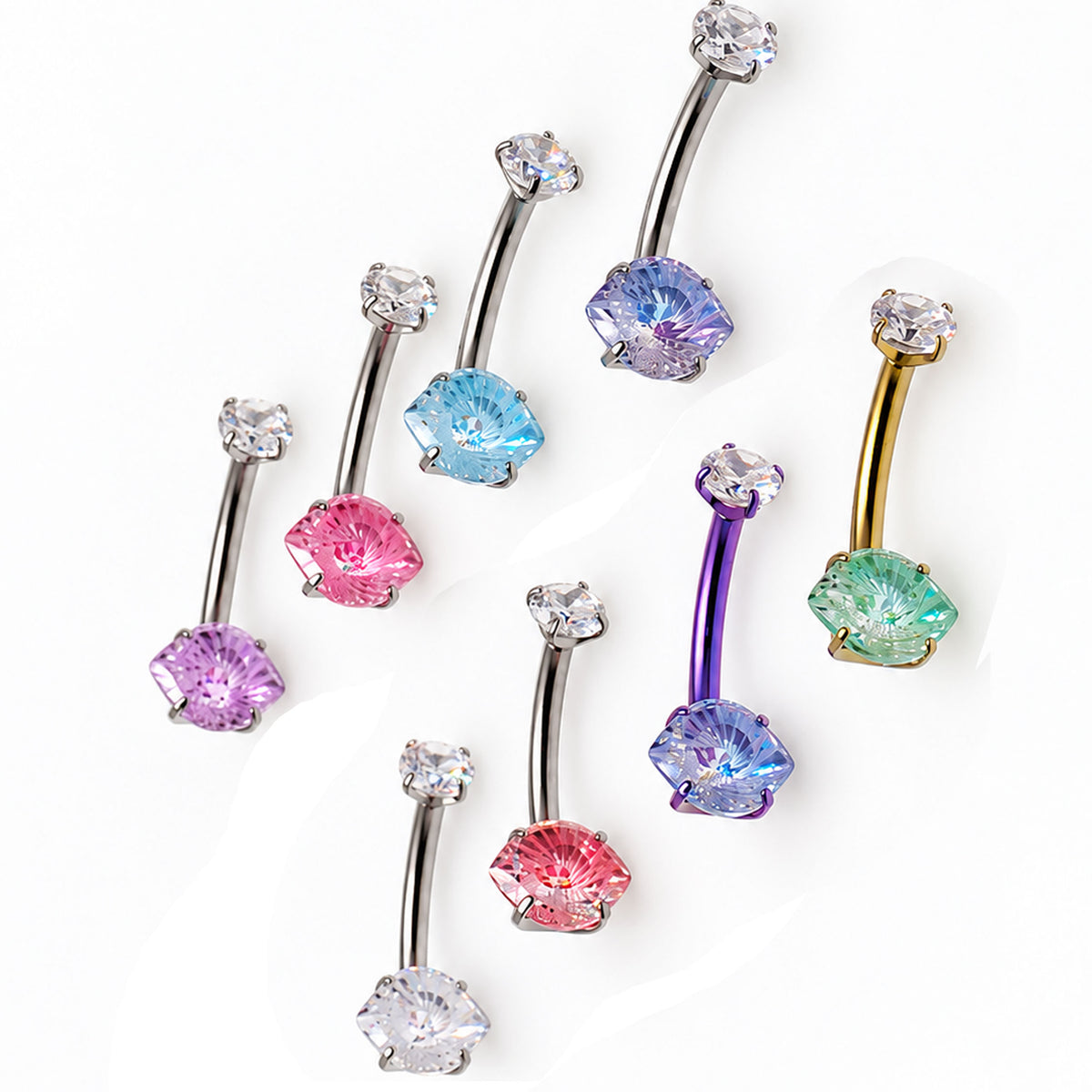 14G Titanium Belly Ring CZ Eye Stone