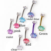 14G Titanium Belly Ring CZ Eye Stone