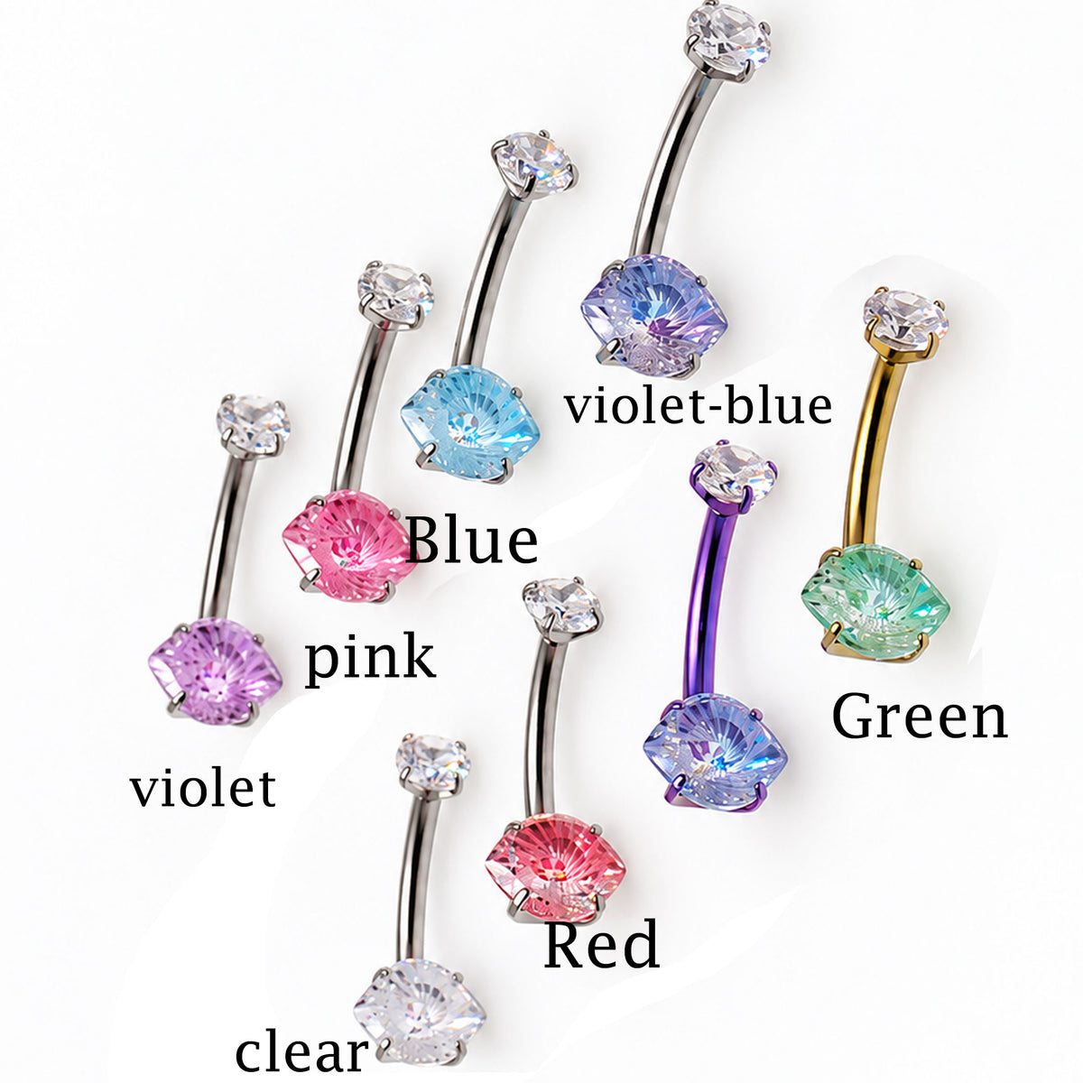 14G Titanium Belly Ring CZ Eye Stone