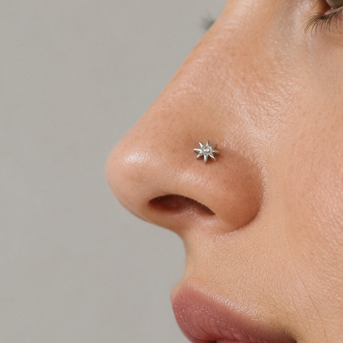 Implant Titanium flower Nose Stud Curl 20g