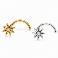 Implant Titanium flower Nose Stud Curl 20g