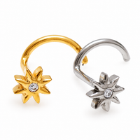 Implant Titanium flower Nose Stud Curl 20g