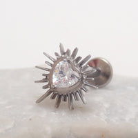 Implant Titanium Starburst Heart CZ  top only , Internally Threaded 0.9mm