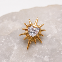Implant Titanium Starburst Heart CZ  top only , Internally Threaded 0.9mm