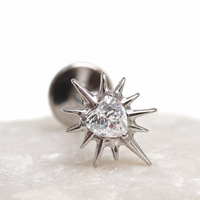 Implant Titanium Starburst Heart CZ  top only , Internally Threaded 0.9mm