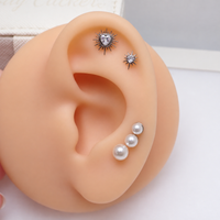 Implant Titanium Starburst Heart CZ  top only , Internally Threaded 0.9mm
