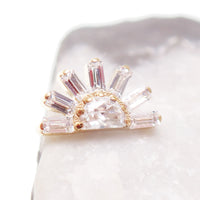 Titanium Sunburst CZ marquise 0.9mm internally Threaded - magpie body jewelry