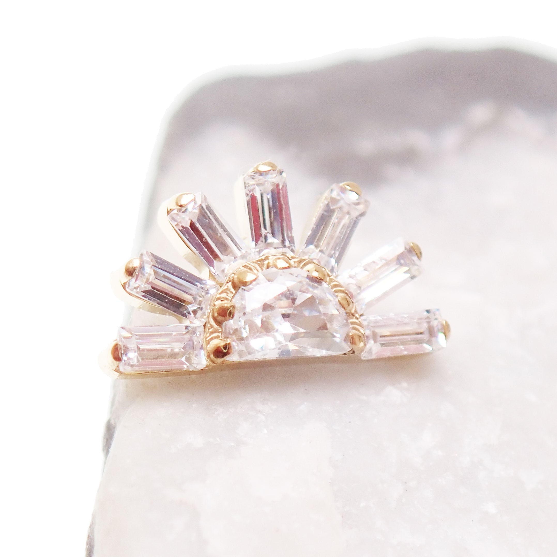 Titanium Sunburst CZ marquise 0.9mm internally Threaded - magpie body jewelry