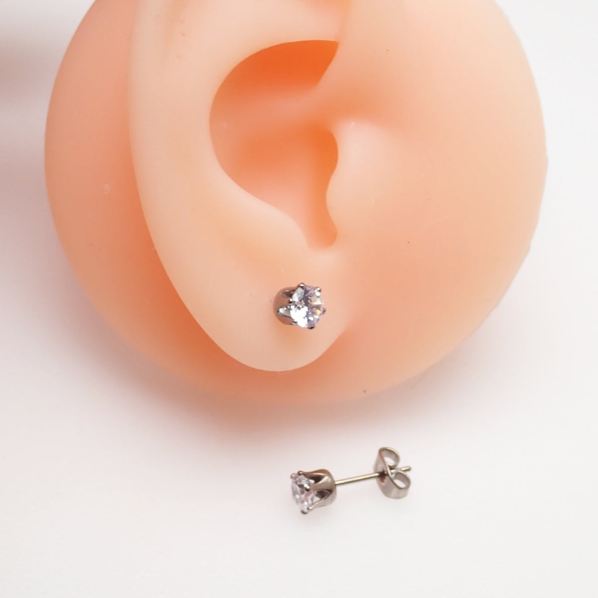 Implant Titanium 5mm Crown Earrings Pair 20g