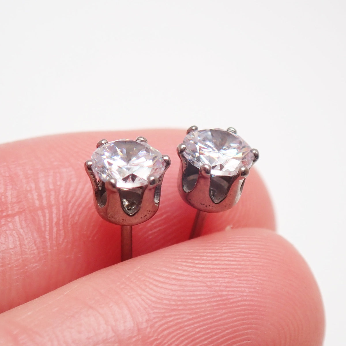 Implant Titanium 5mm Crown Earrings Pair 20g