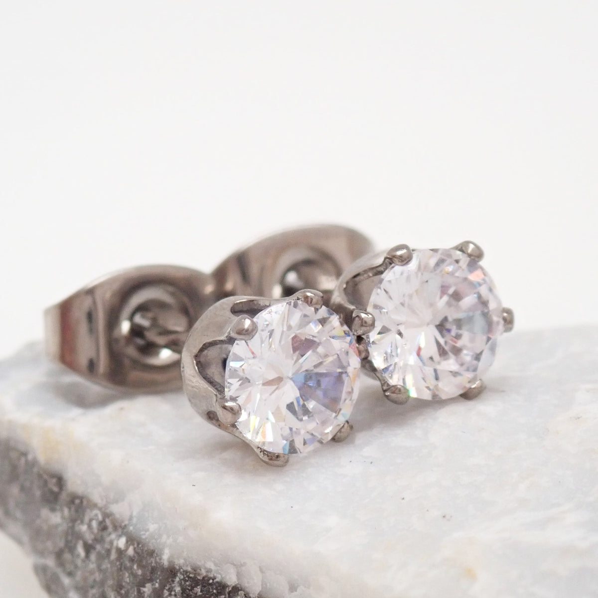 Implant Titanium 5mm Crown Earrings Pair 20g