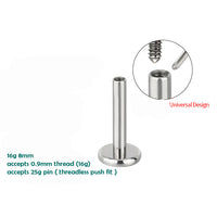 Titanium Internally Threaded/Push Dual Purpose flatback 16g-8mm