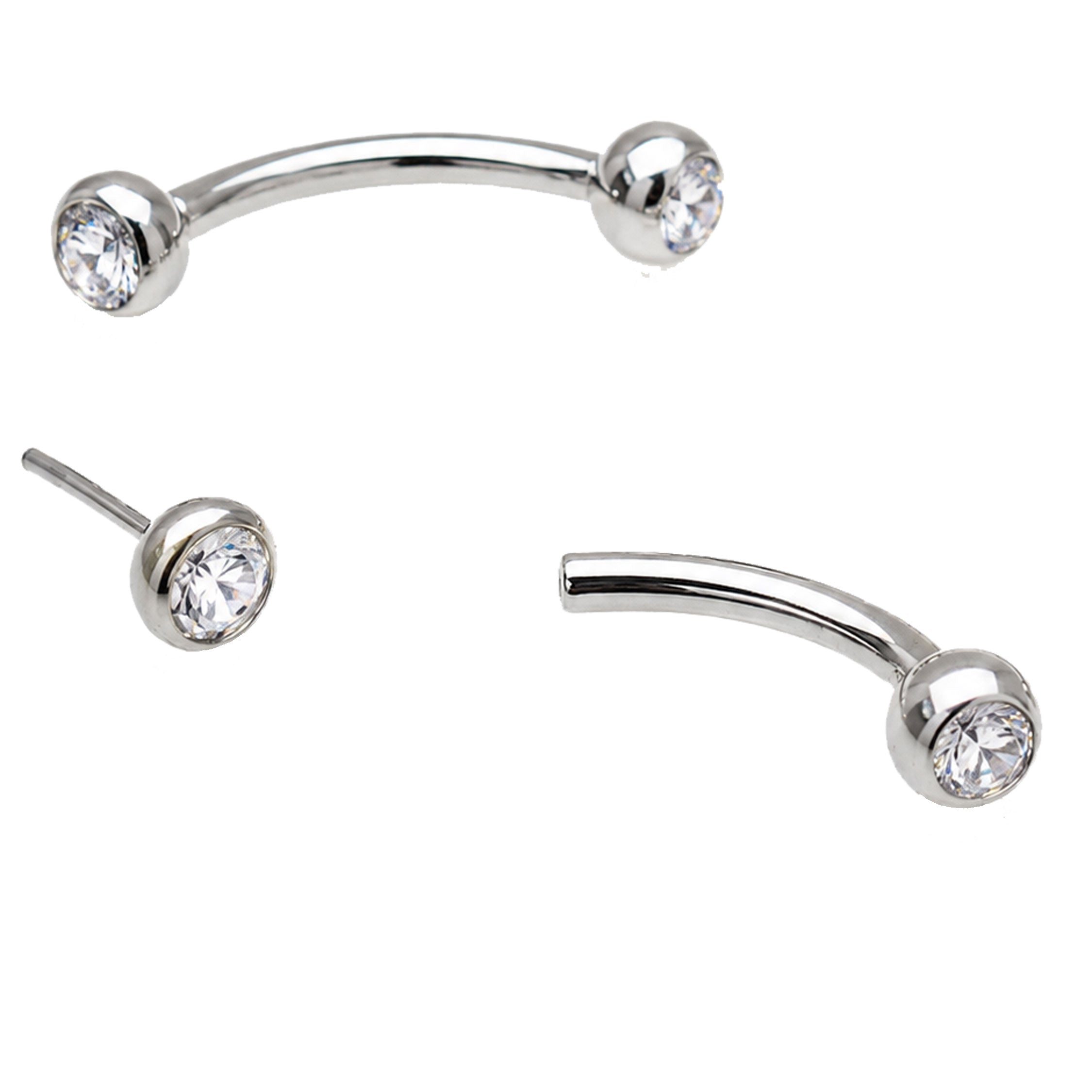 Threadless CZ curve 16g 6mm/8mm implant titanium