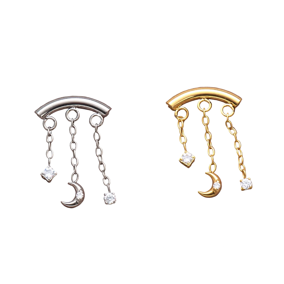 Implant Grade Titanium Dangle Moon Hidden Helix Push-Fit