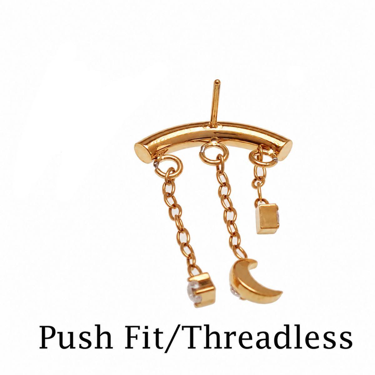 Implant Grade Titanium Dangle Moon Hidden Helix Push-Fit
