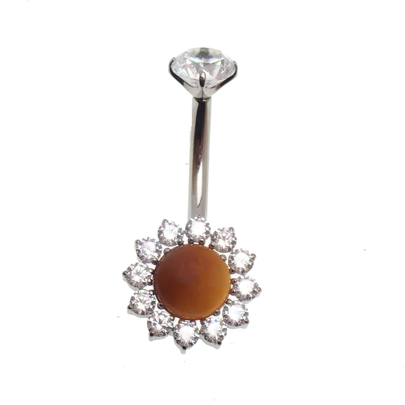 Tigers Eye Belly Ring 14g -10mm