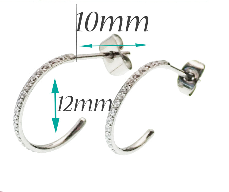 Titanium CZ Hoop Earrings  20g