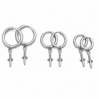 wholesale titanium hoop earrings with dagger charms 