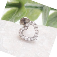 Internally Threaded  CZ Hollow Heart 0.9mm