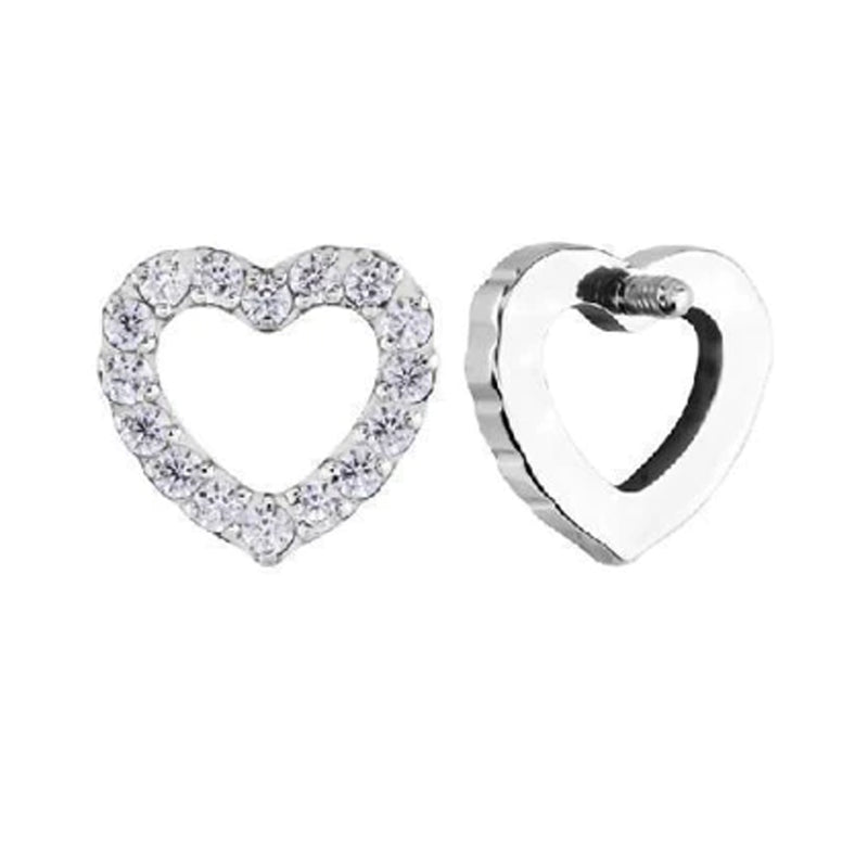 Internally Threaded  CZ Hollow Heart 0.9mm