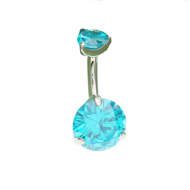 Internally Threaded CZ  Navel Curve  Aqua