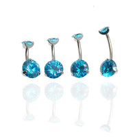 Internally Threaded CZ  Navel Curve  Aqua