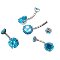 Internally Threaded CZ  Navel Curve  Aqua