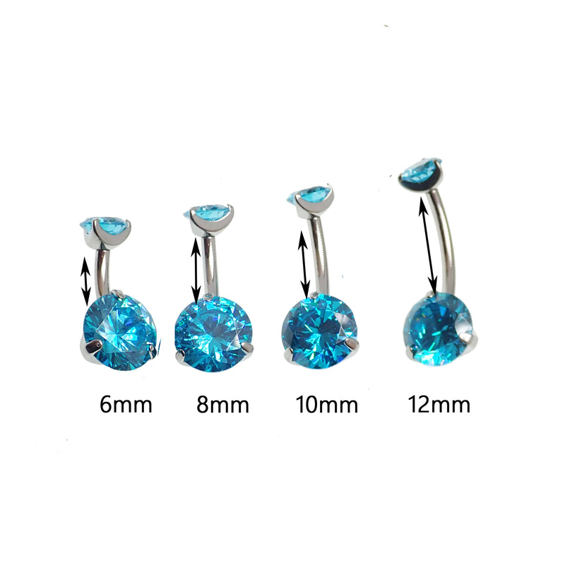 Internally Threaded CZ  Navel Curve  Aqua