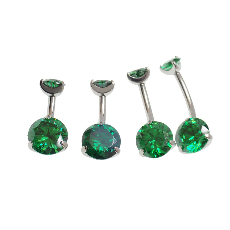 Internally Threaded CZ  Navel Curve Emerald