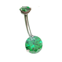 Internally Threaded CZ  Navel Curve Emerald