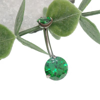 Internally Threaded CZ  Navel Curve Emerald