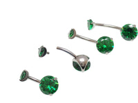 Internally Threaded CZ  Navel Curve Emerald