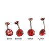 Internally Threaded CZ  Navel Curve  Ruby Orange