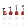 Internally Threaded CZ  Navel Curve  Ruby Orange