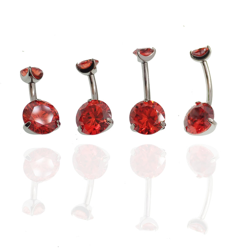 Internally Threaded CZ  Navel Curve  Ruby Orange