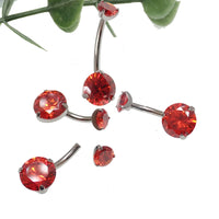 Internally Threaded CZ  Navel Curve  Ruby Orange