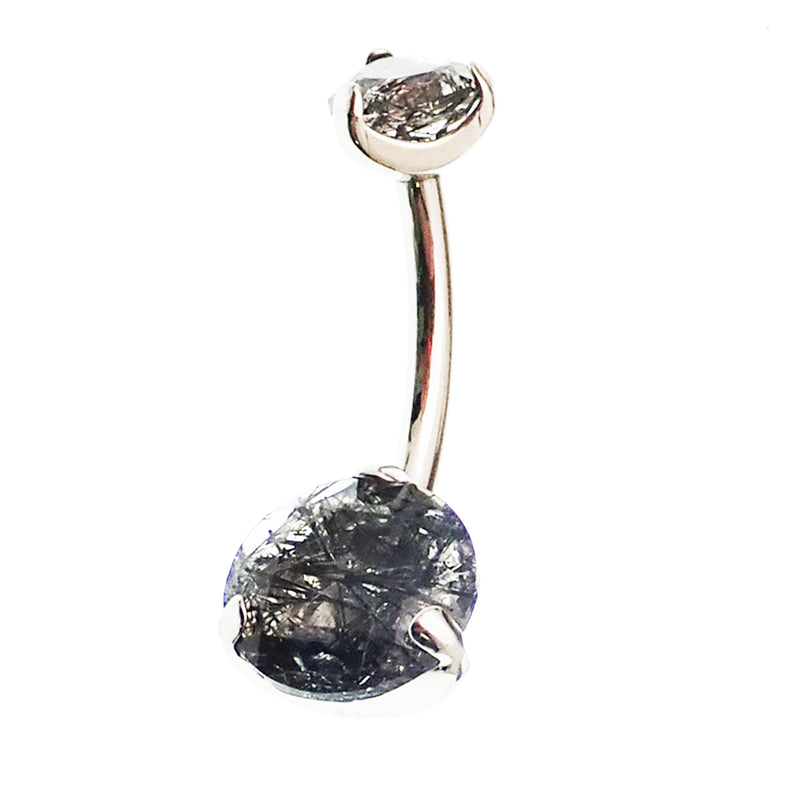 Internally Threaded Tourmalated Quartz  Navel