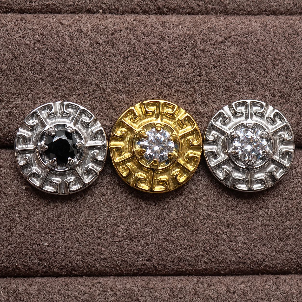 CZ Greek Key Dermal Top, 14g or 16g  (1.2mm /0.9mm thread)