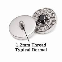 CZ Greek Key Dermal Top, 14g or 16g  (1.2mm /0.9mm thread)