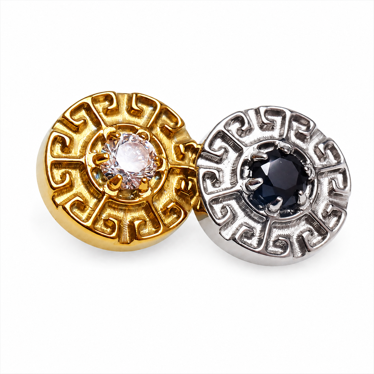 CZ Greek Key Dermal Top, 14g or 16g  (1.2mm /0.9mm thread)