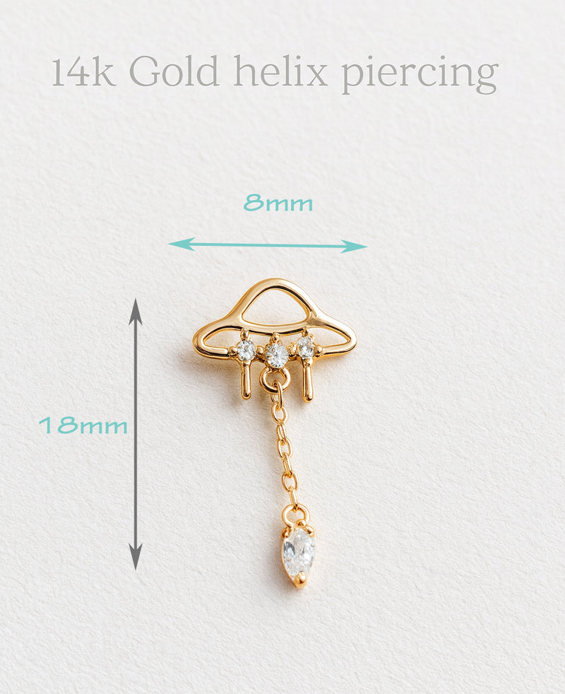 14K UFO Threadless Top