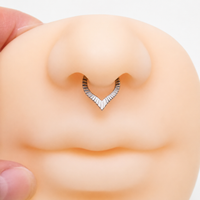 Implant Grade Titanium V Shaped Daith/ Septum Clicker- 16g 8mm