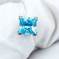 Threadless Princess Cut Color CZ Titanium Top