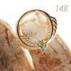 14K Gold Feather & Opal Clicker 16g