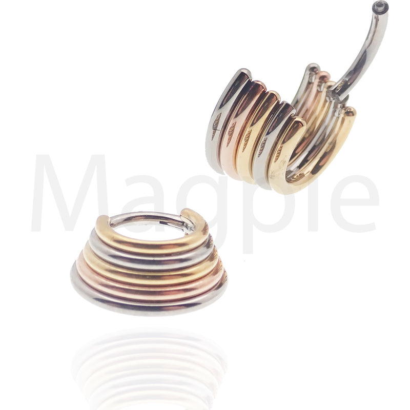 Stacked Trio Metal Titanium Clicker 14g or 16g