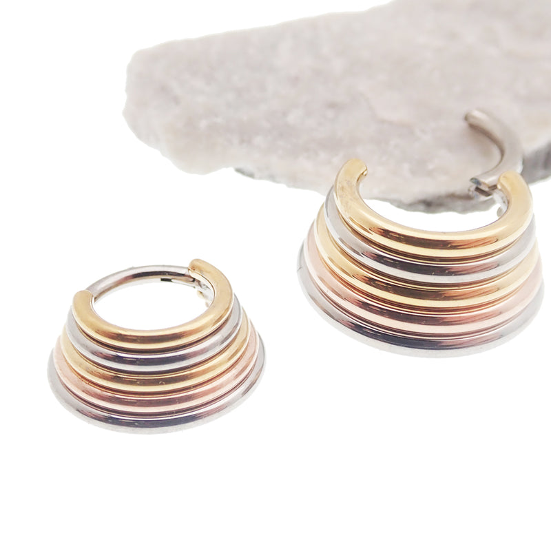 Stacked Trio Metal Titanium Clicker 14g or 16g